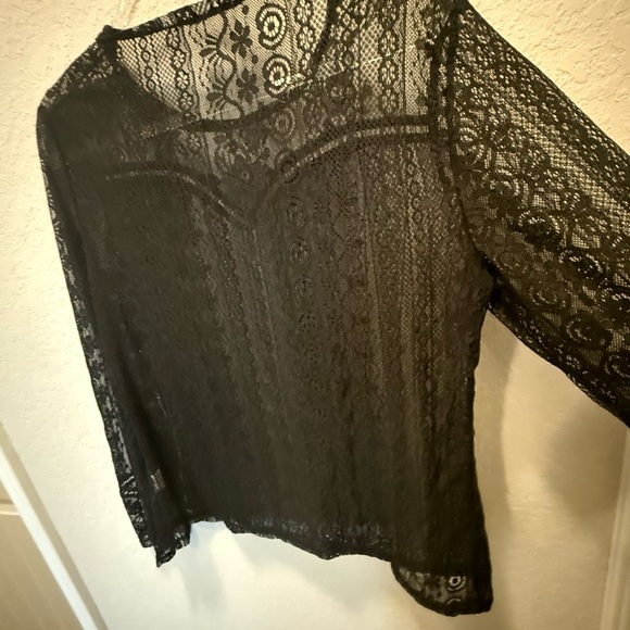 Grace Karin Black Lace Sheer Long Sleeve Blouse size XL - Picture 3 of 6